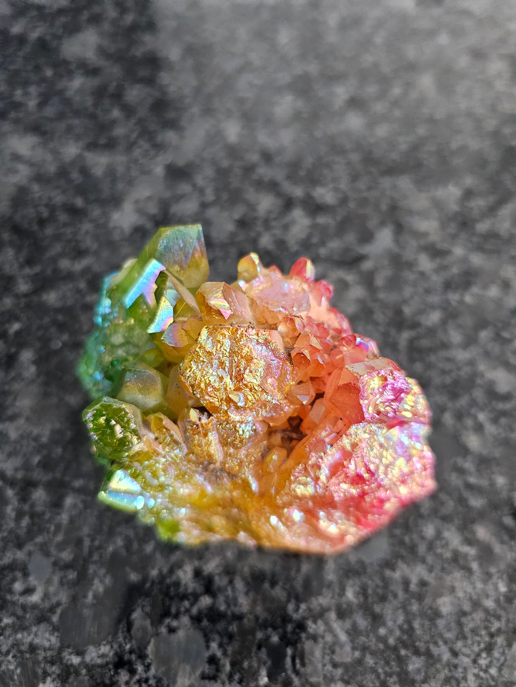 Rainbow Aura Quartz Cluster