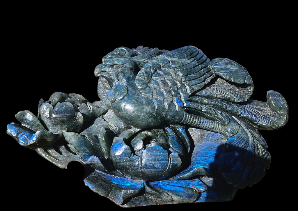 Blue Flash Labradorite Phoenix statue