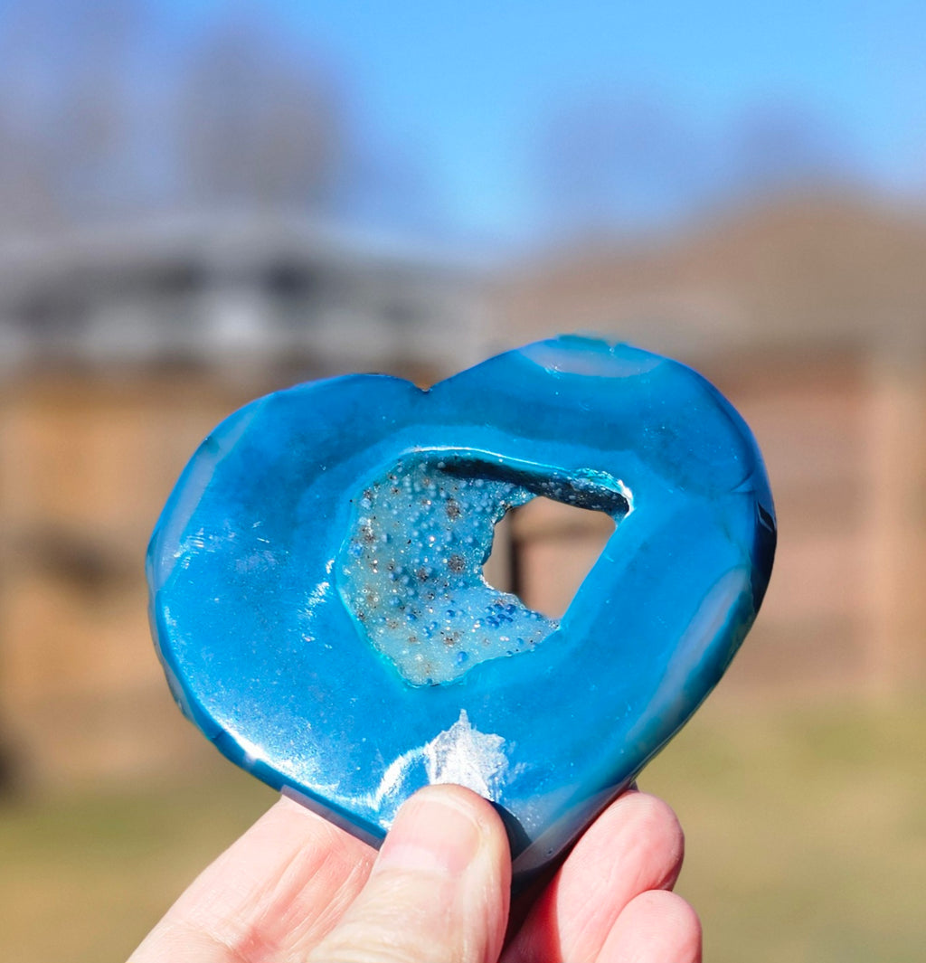 Blue Agate shaped heart