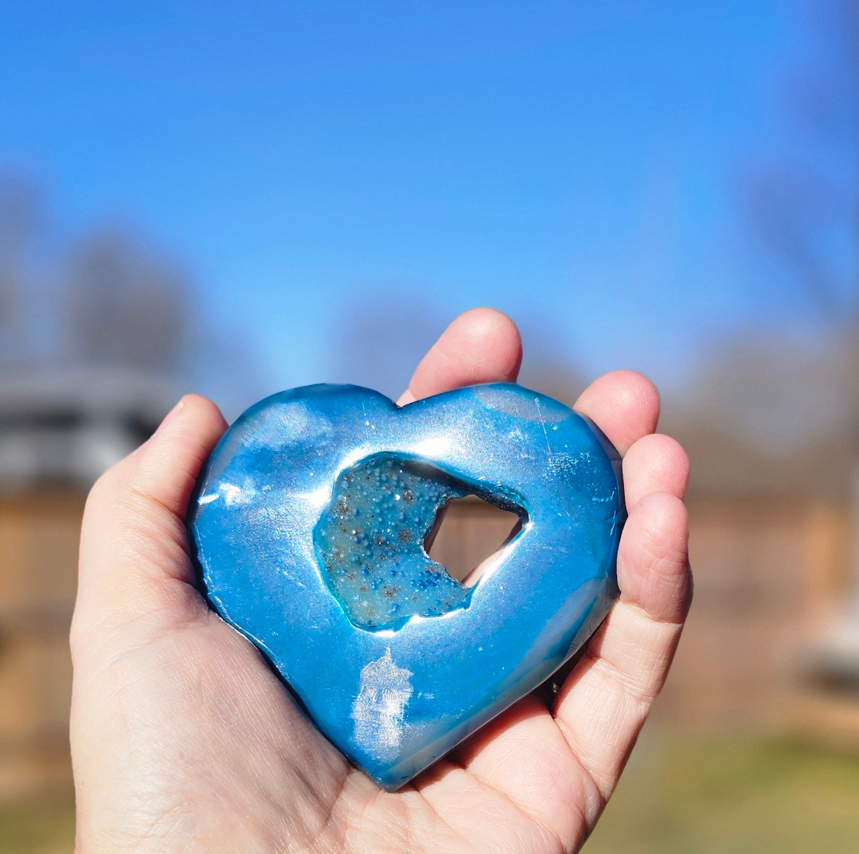 Blue Agate shaped heart