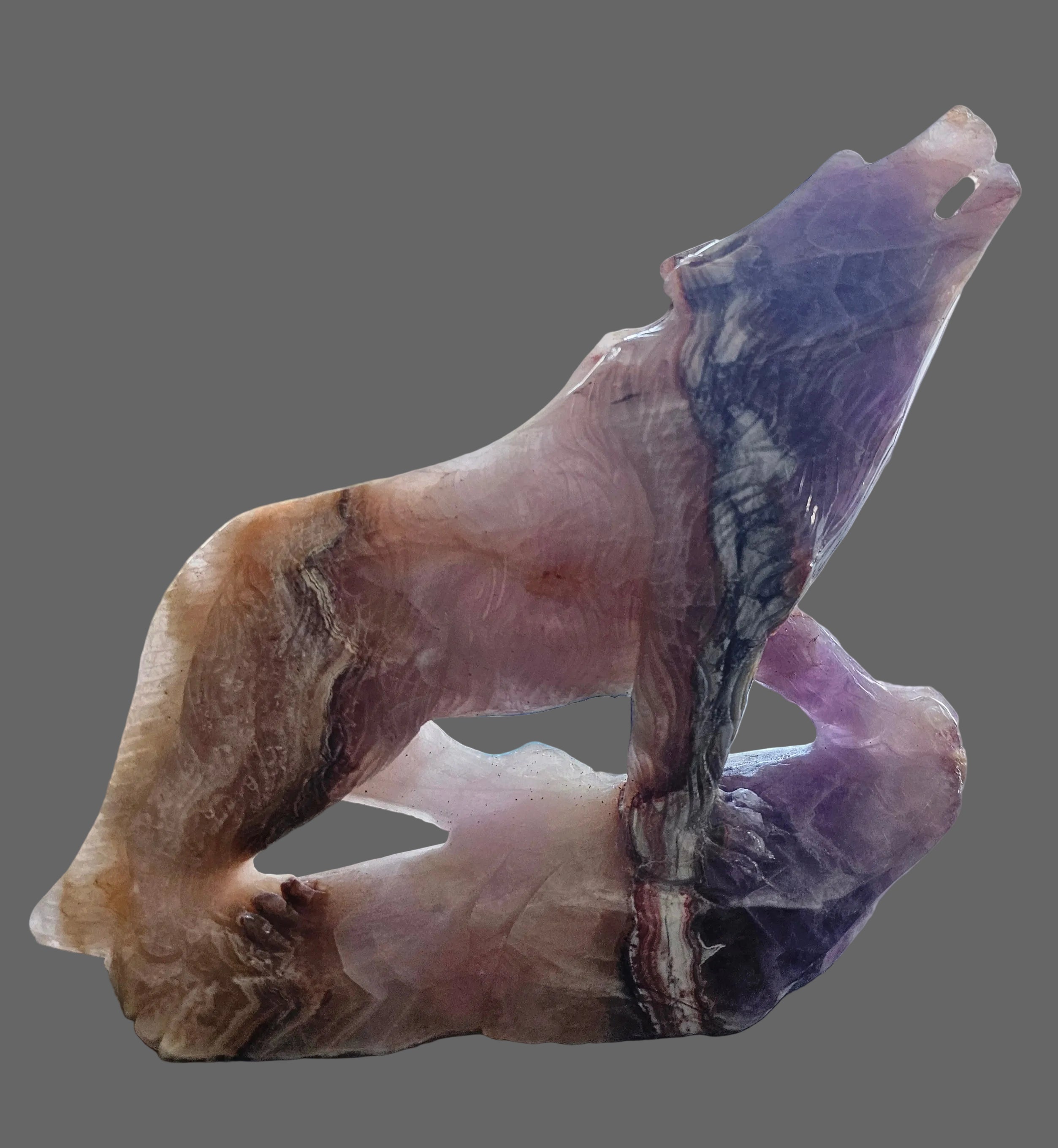 Amethyst Agate Lace wolf sculpture