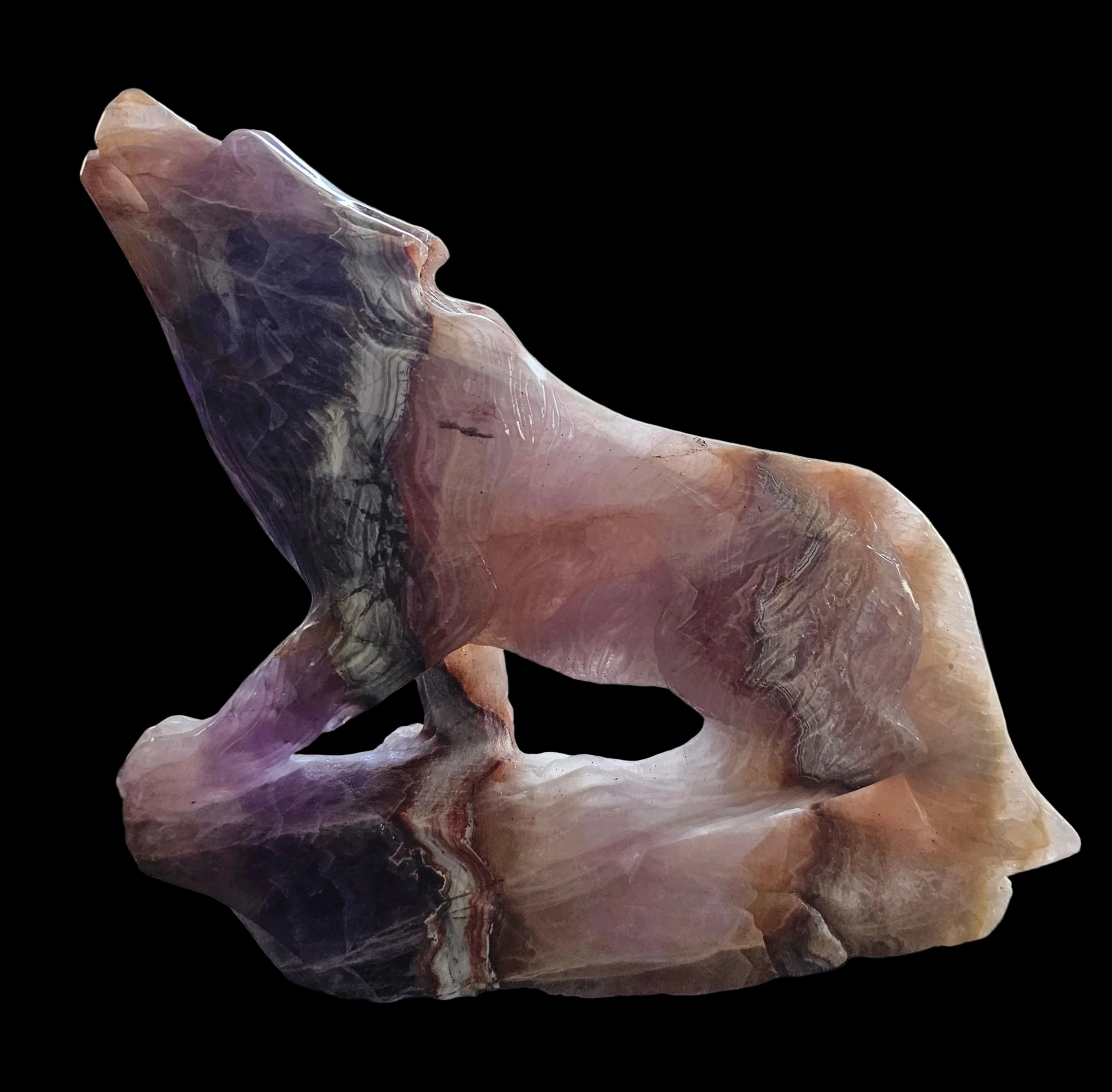 Amethyst Agate Lace wolf sculpture