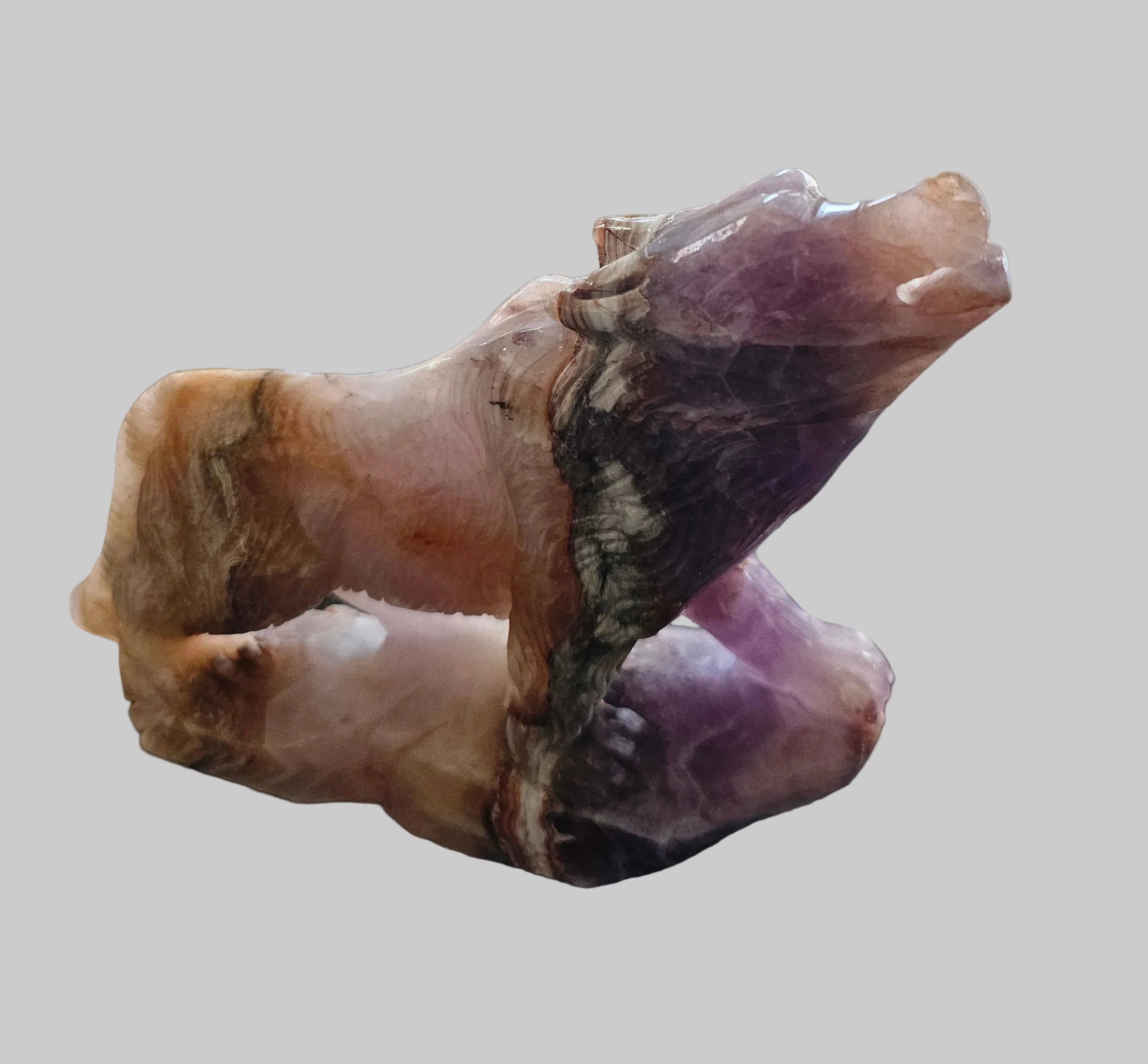Amethyst Agate Lace wolf sculpture