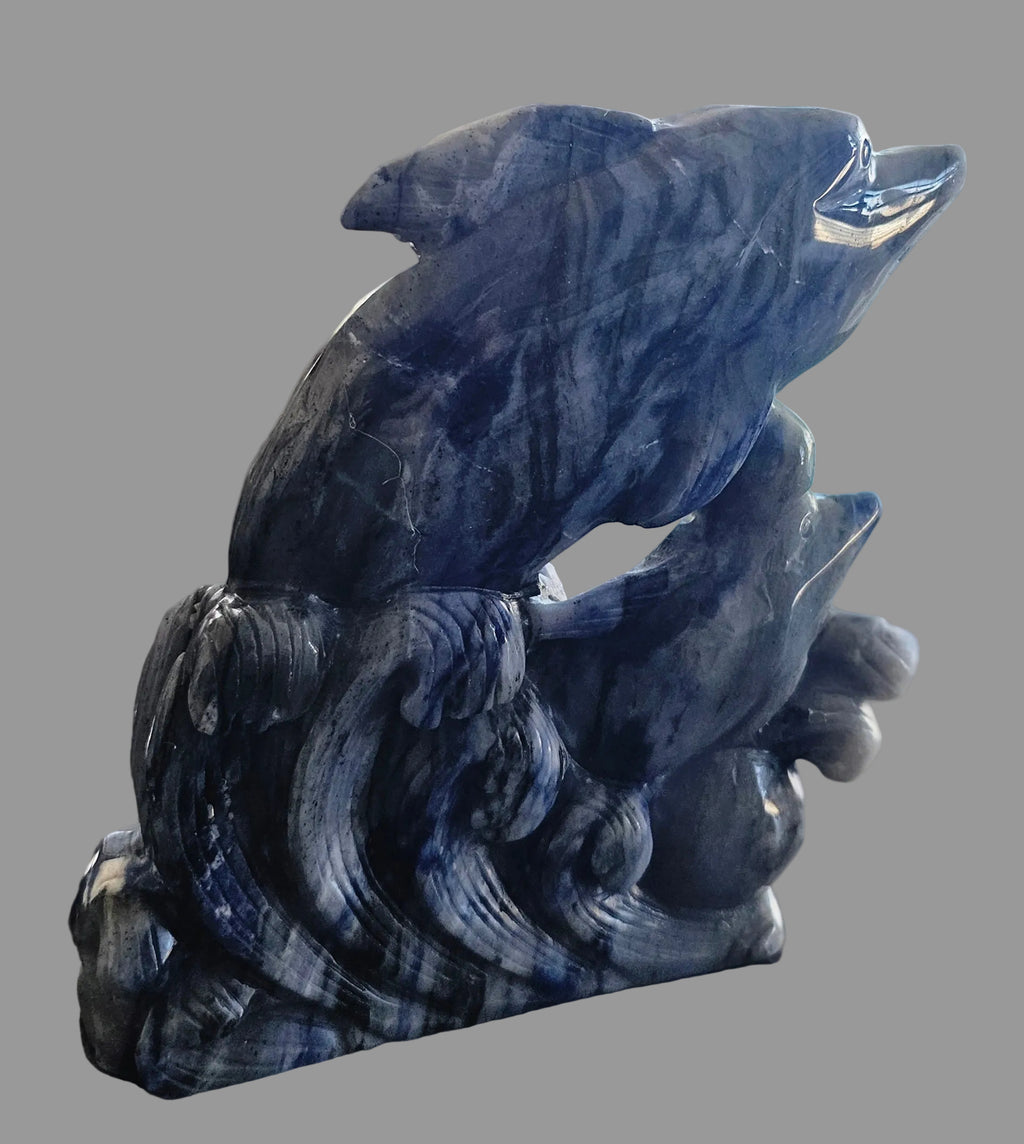 Sodalite gemstone carved dolphin