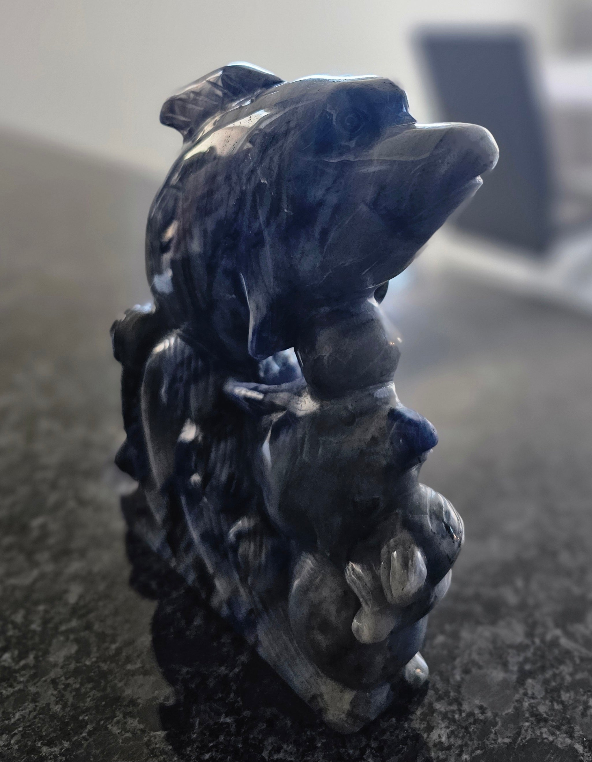 Sodalite gemstone carved dolphin