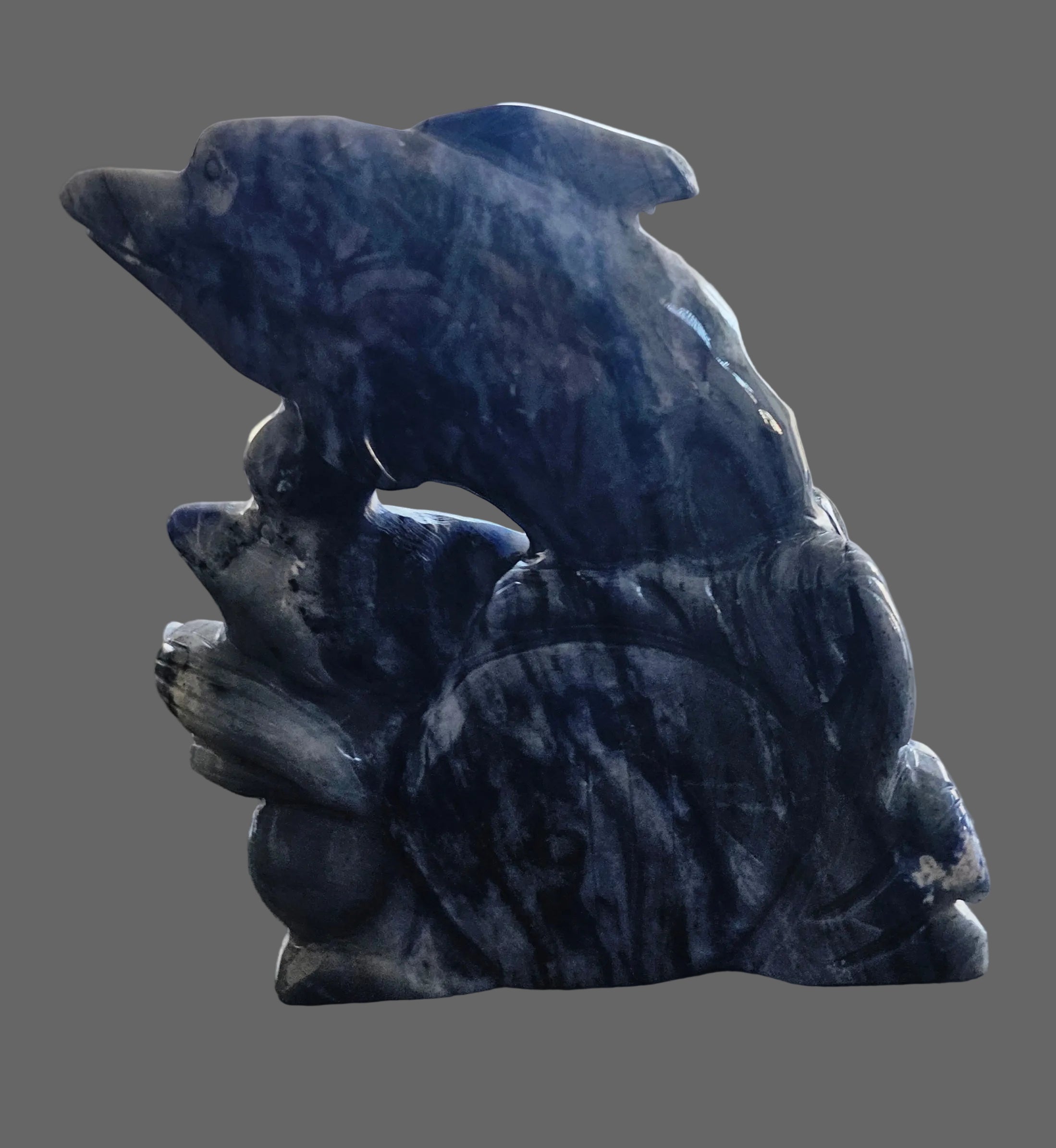 Sodalite gemstone carved dolphin