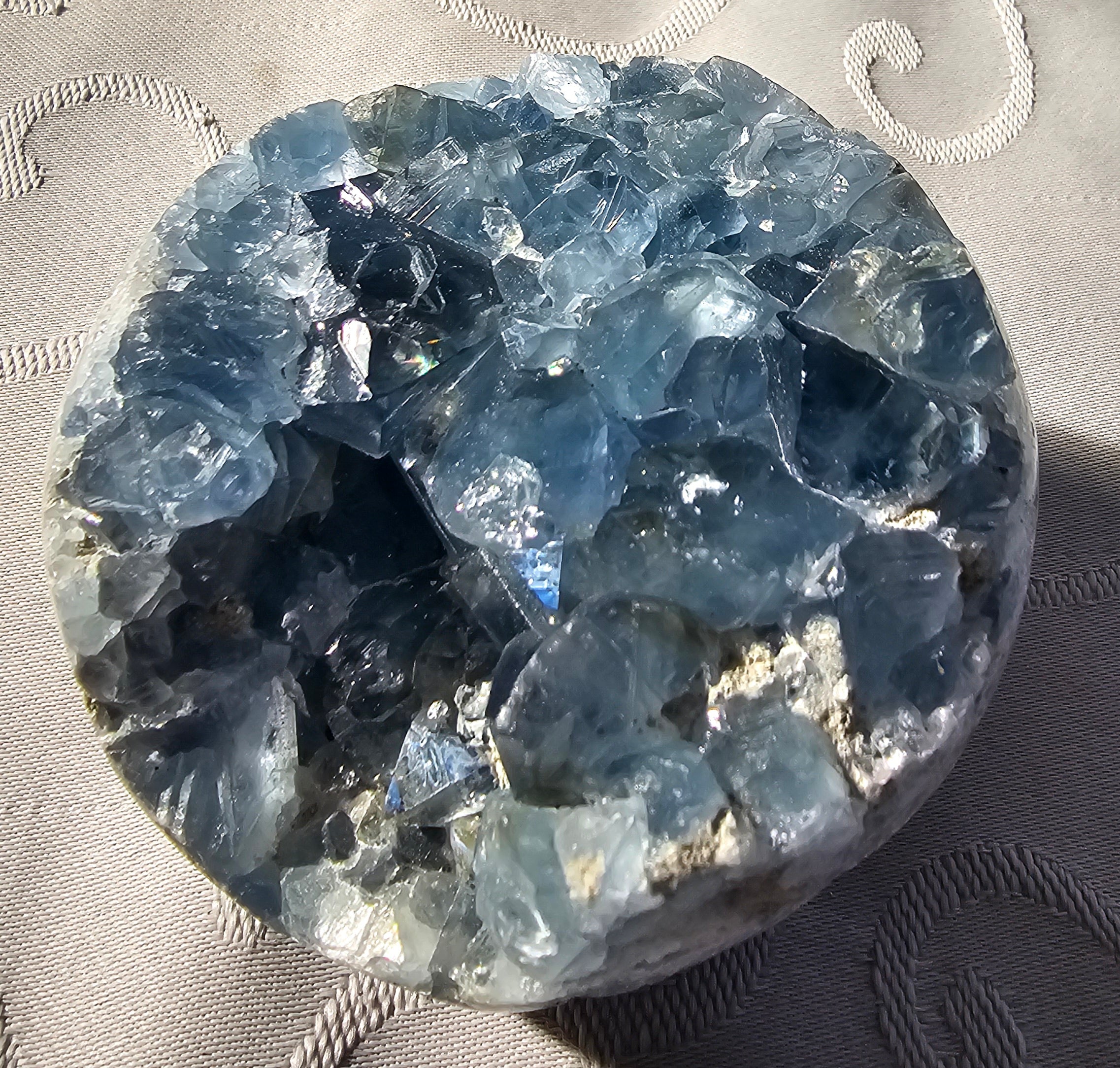 Celestite geode crystal cluster