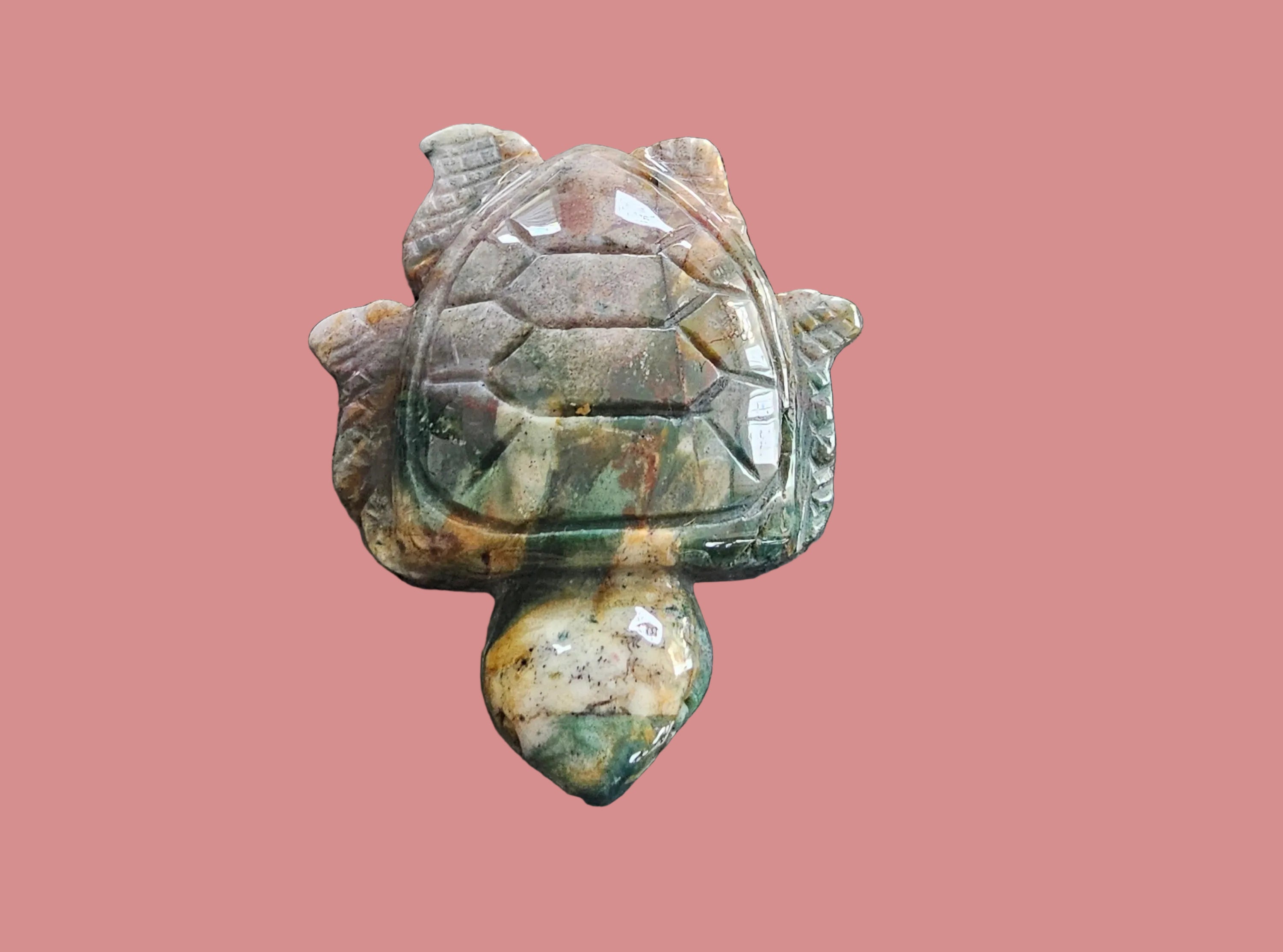 Ocean Jasper hand carved turtle