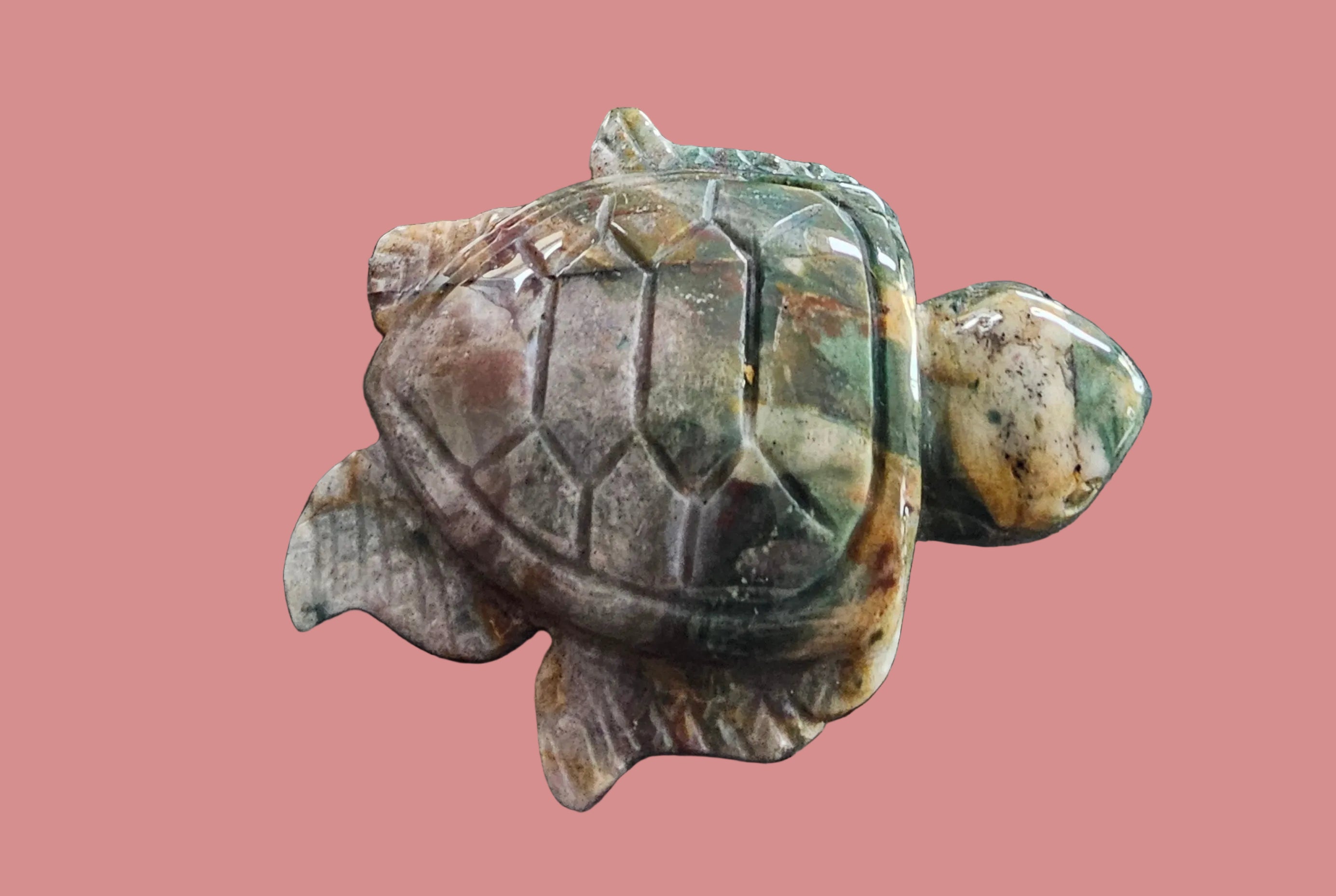Ocean Jasper hand carved turtle