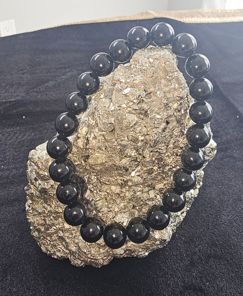 Black Obsidian Bead Bracelet Natural Gemstone 8mm