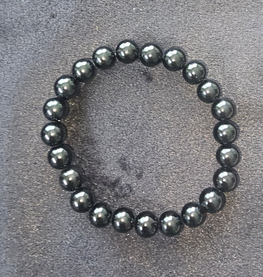 Black Obsidian Bead Bracelet Natural Gemstone 8mm