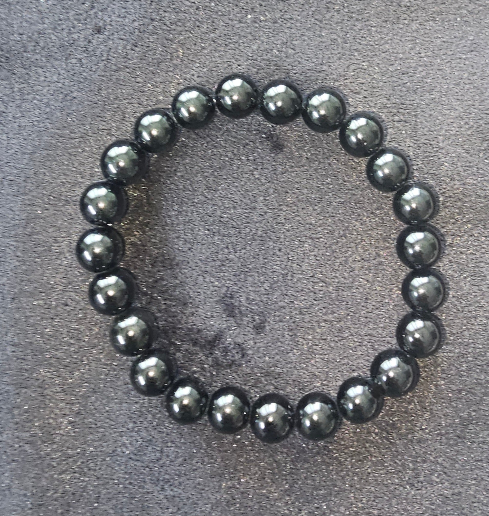 Black Obsidian Bead Bracelet Natural Gemstone 8mm