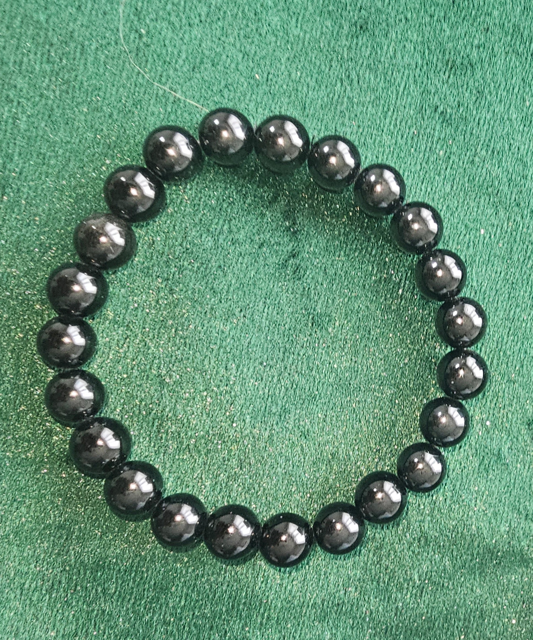 Black Obsidian Bead Bracelet Natural Gemstone 8mm
