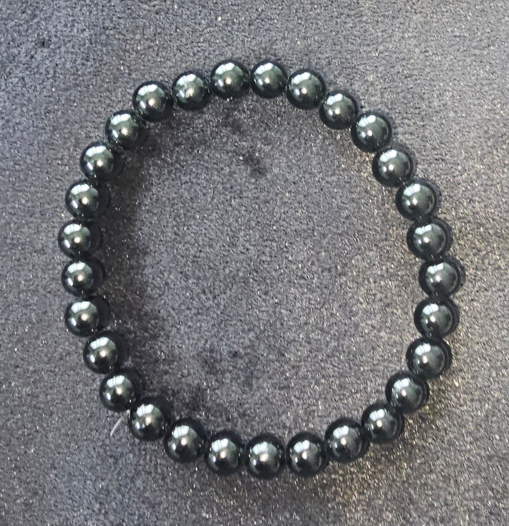 Black Obsidian Bead Bracelet Natural Gemstone