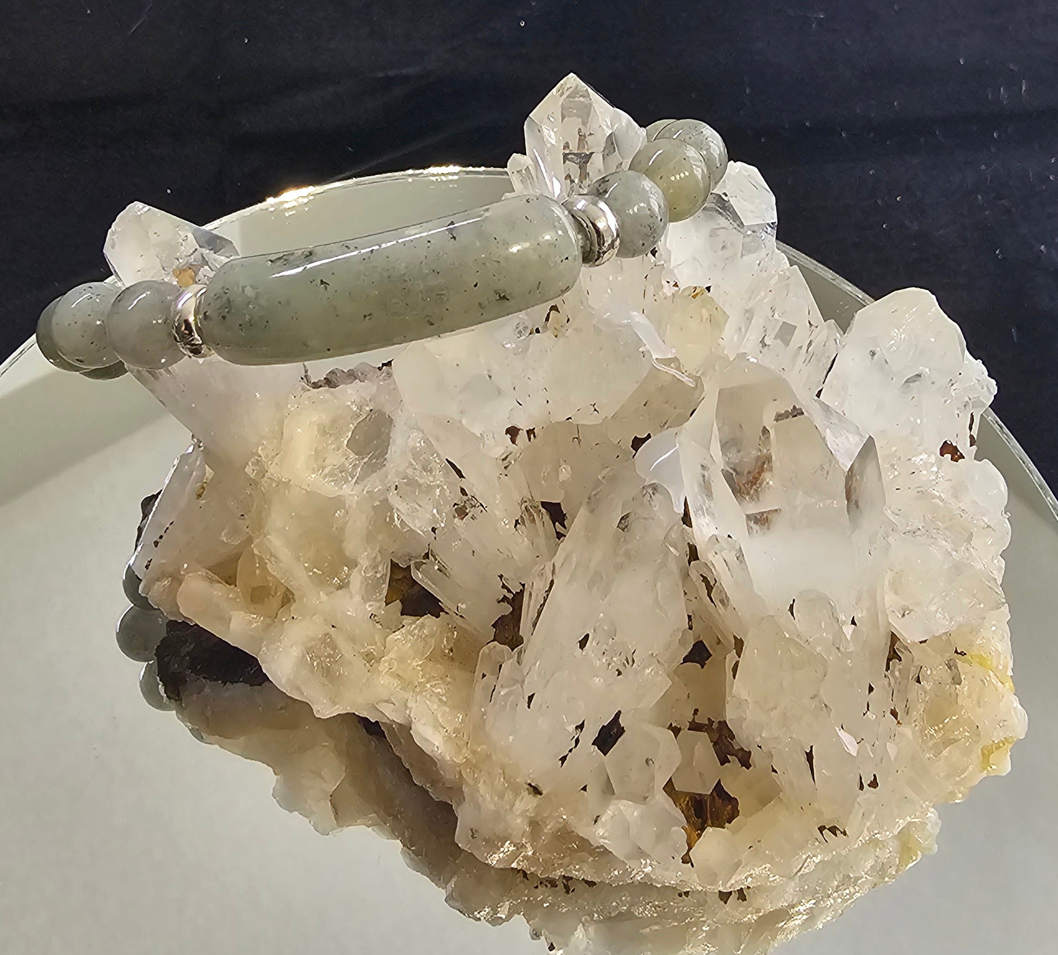 Green Jade Gemstone  Bridge Style Bracelet