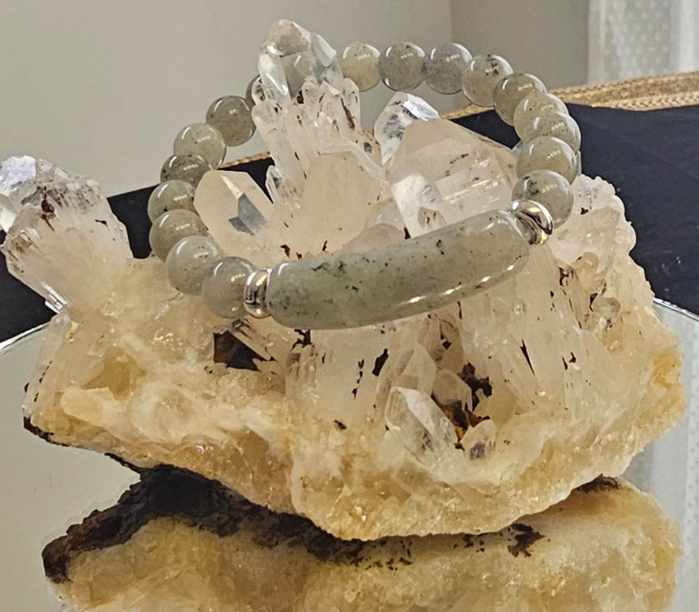 Green Jade Gemstone  Bridge Style Bracelet