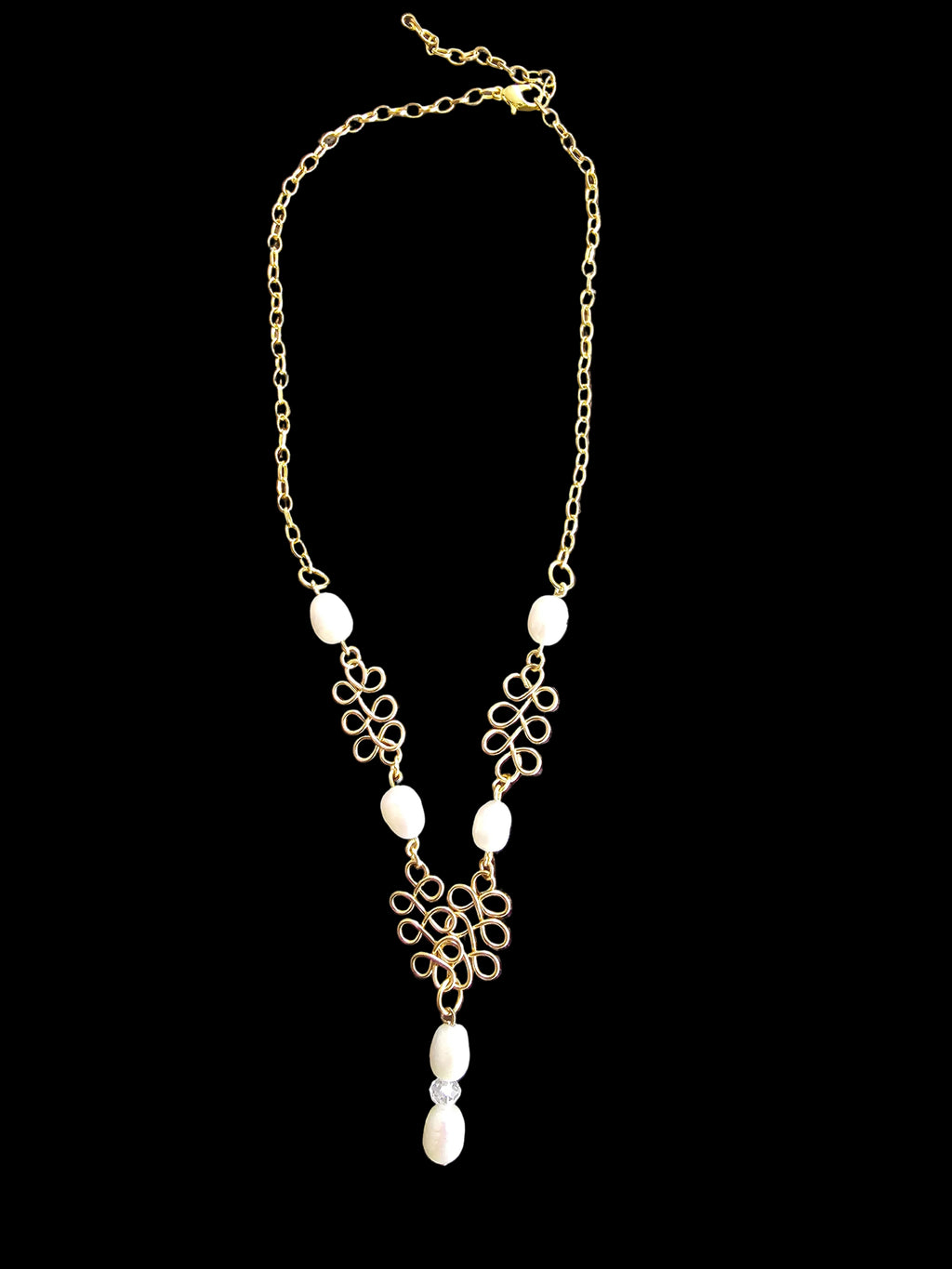 Gold-Tone Necklace with Mother of Pearl Beads