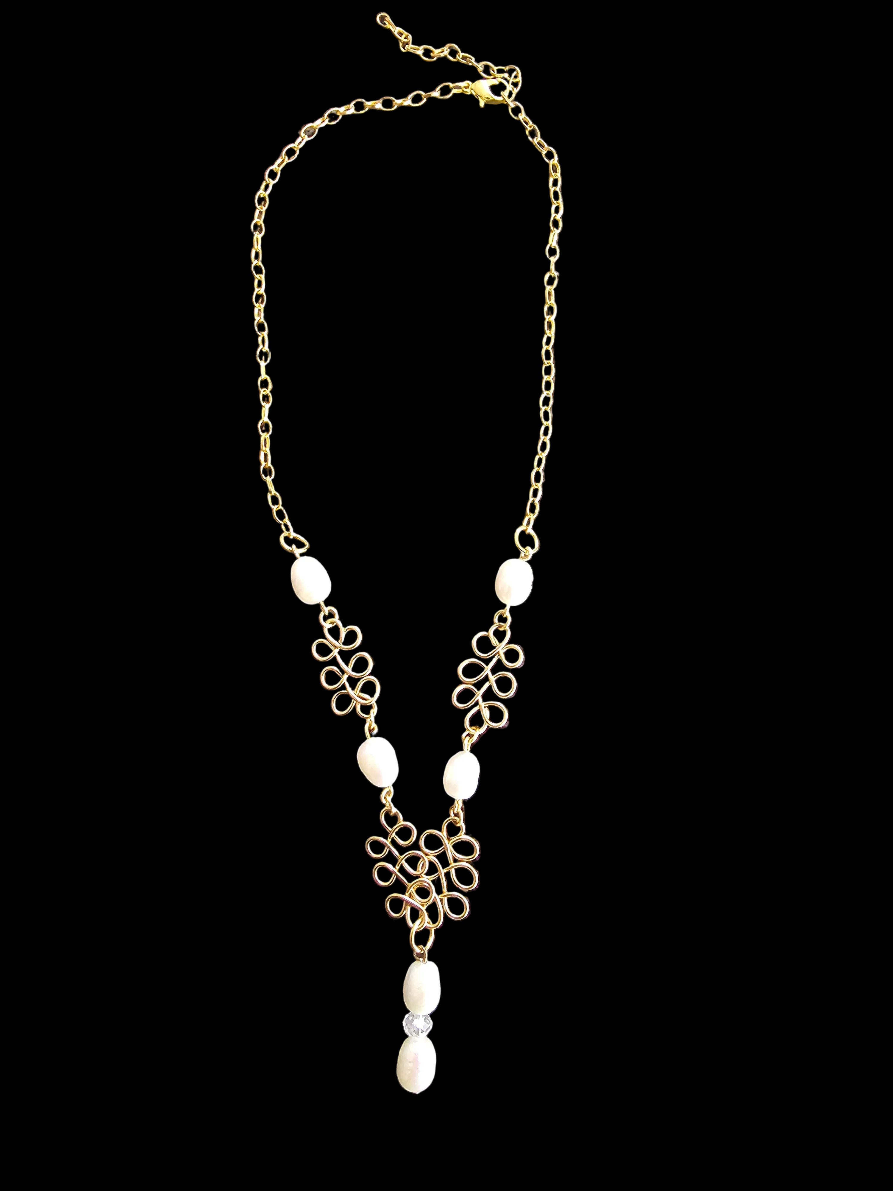Gold-Tone Necklace with Mother of Pearl Beads