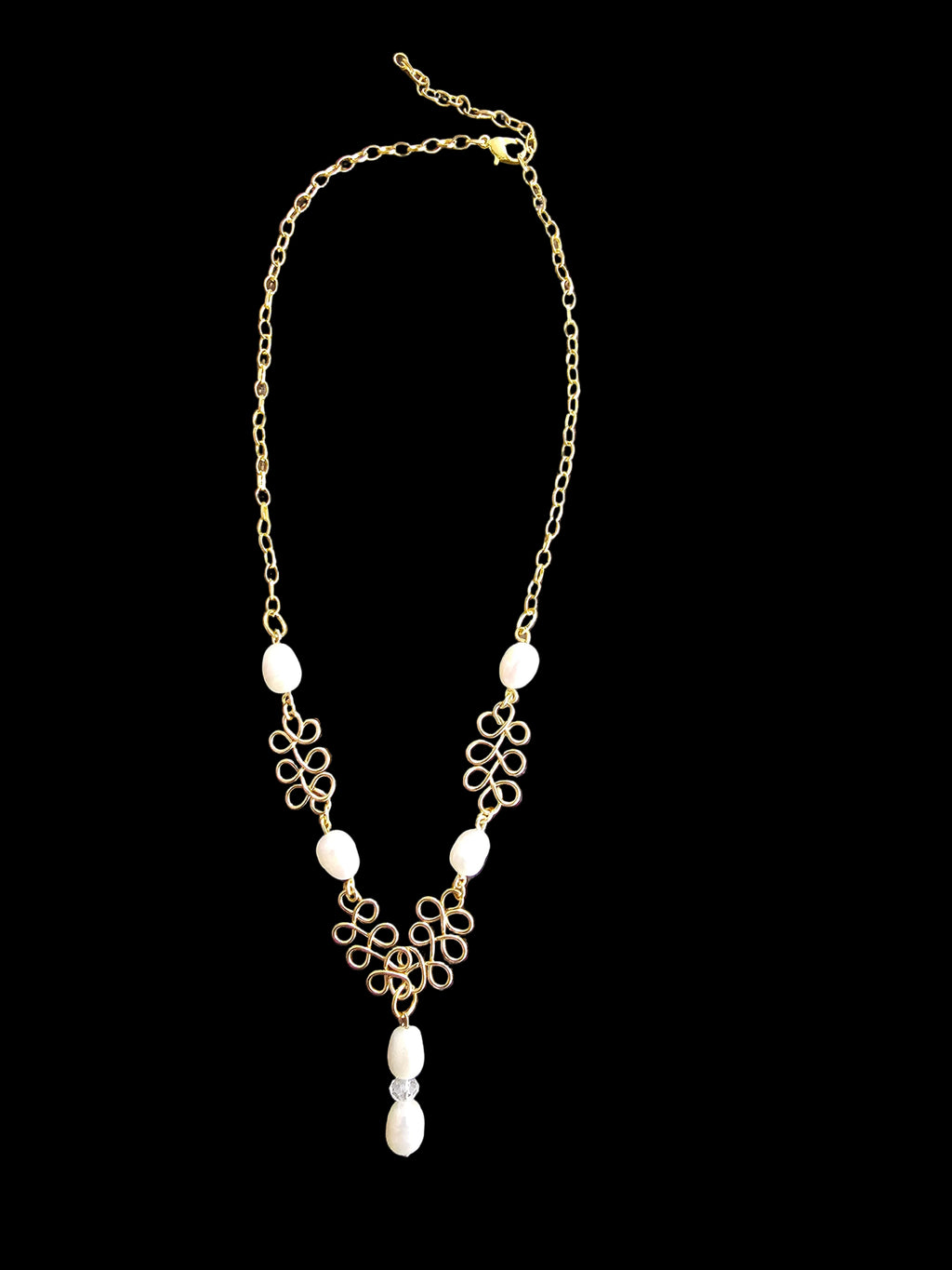 Gold-Tone Necklace with Mother of Pearl Beads