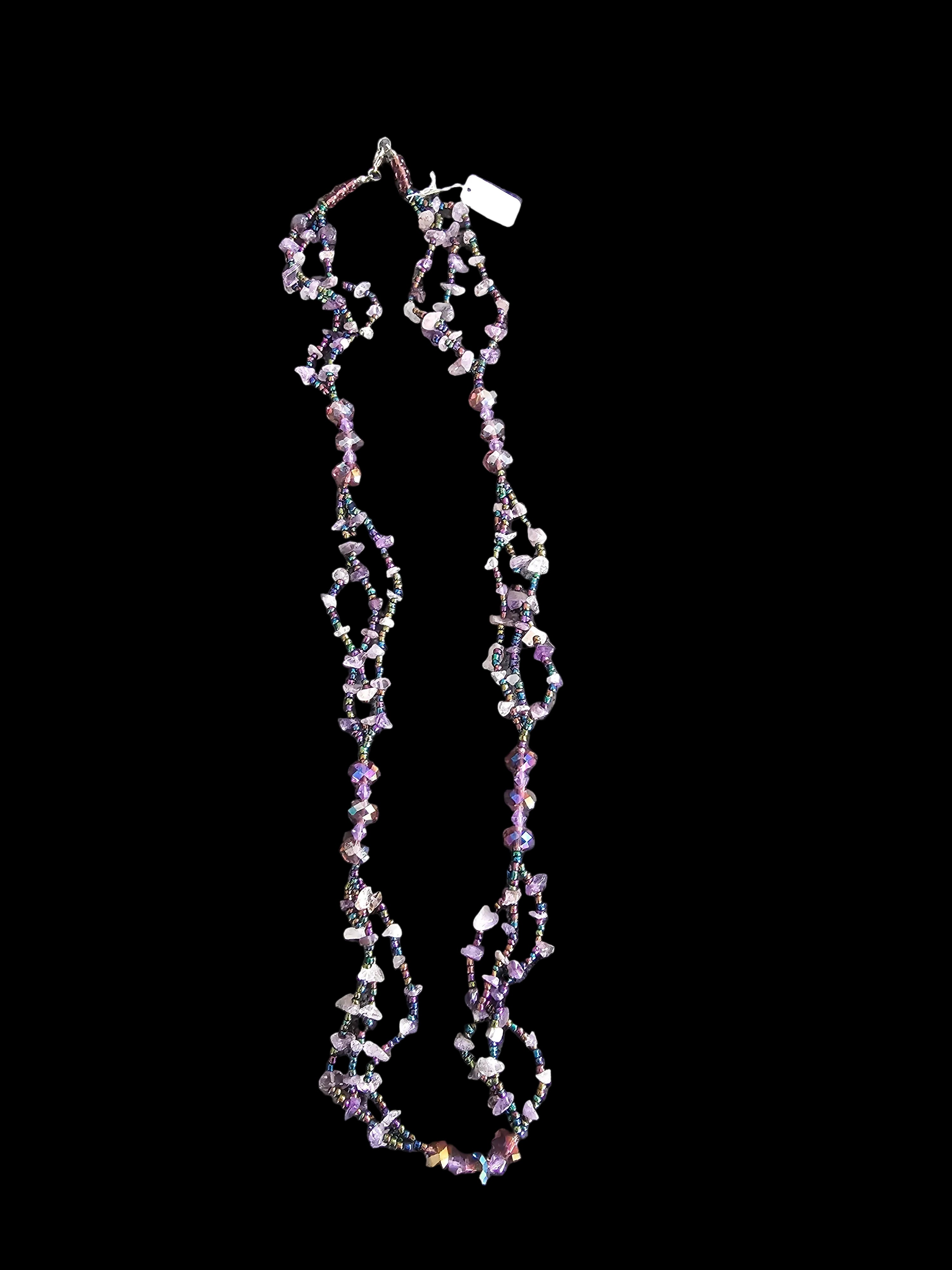 Amethyst & Crystal Multi-Strand Beaded Necklace
