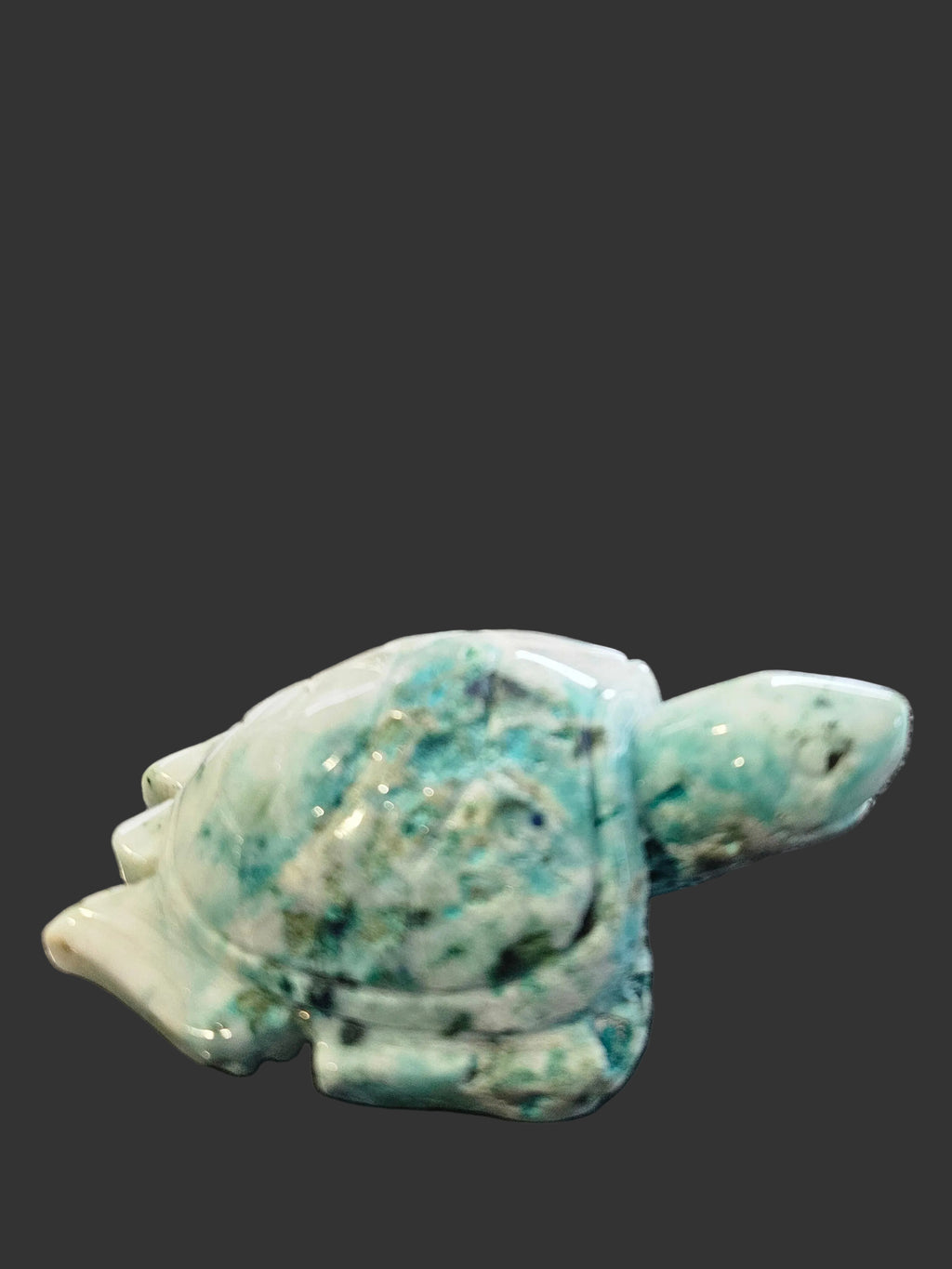 Natural Chrysocolla in Quartz Turtle Carving