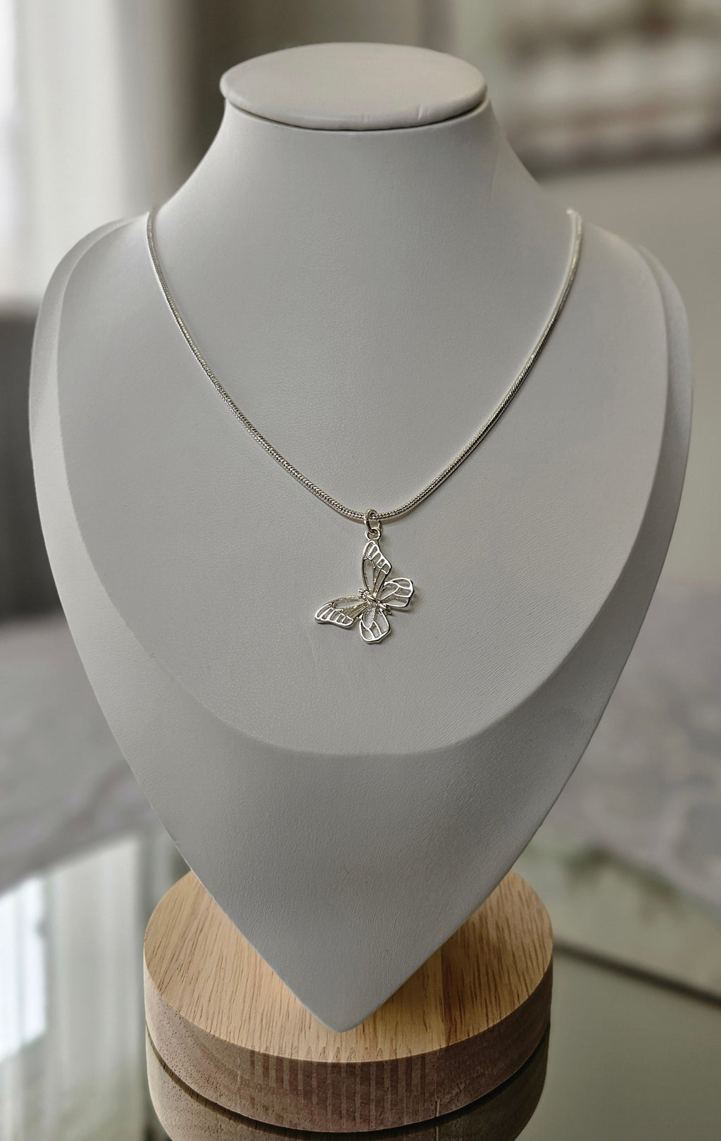 Silver Butterfly Pendant Necklace