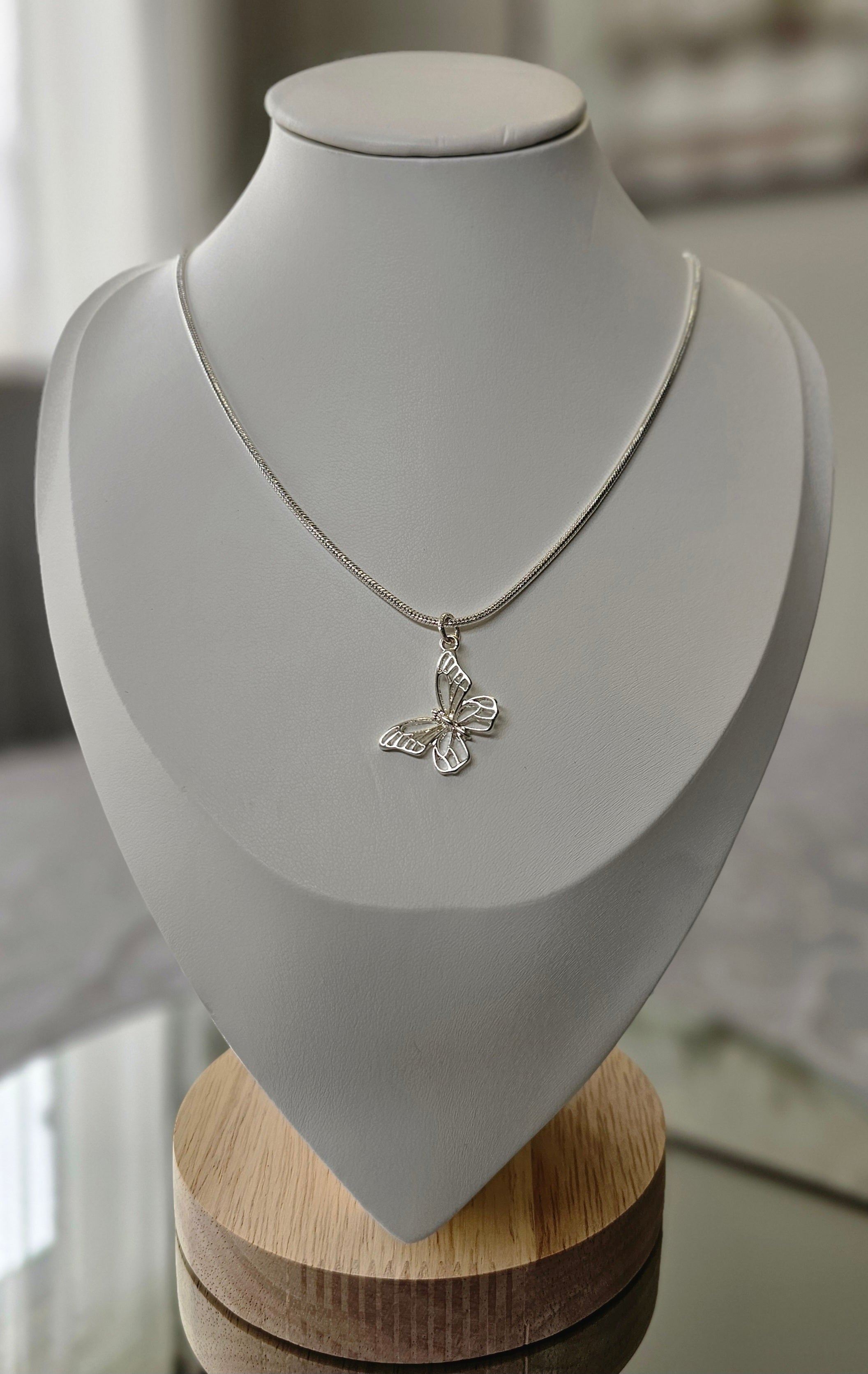Silver Butterfly Pendant Necklace