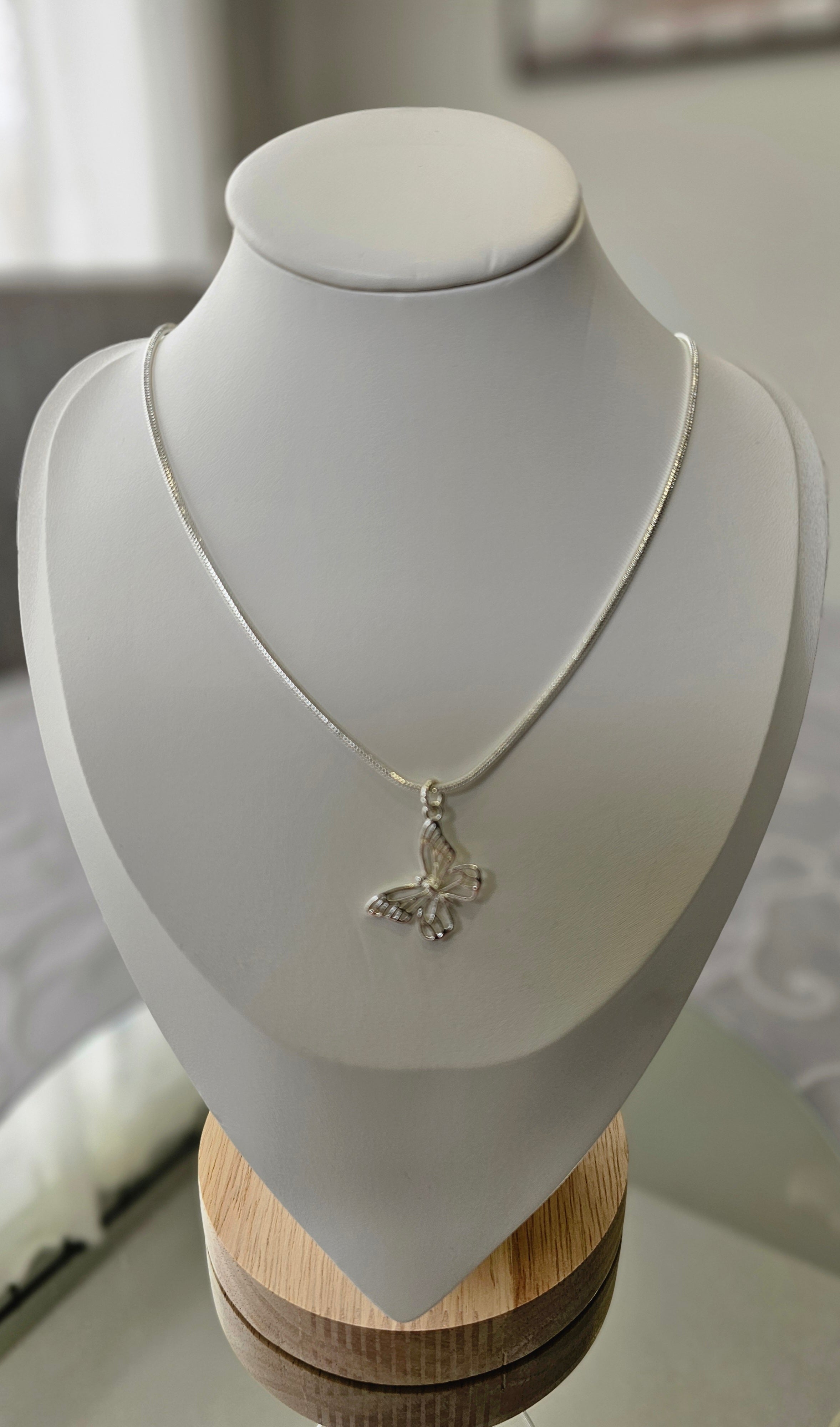 Silver Butterfly Pendant Necklace
