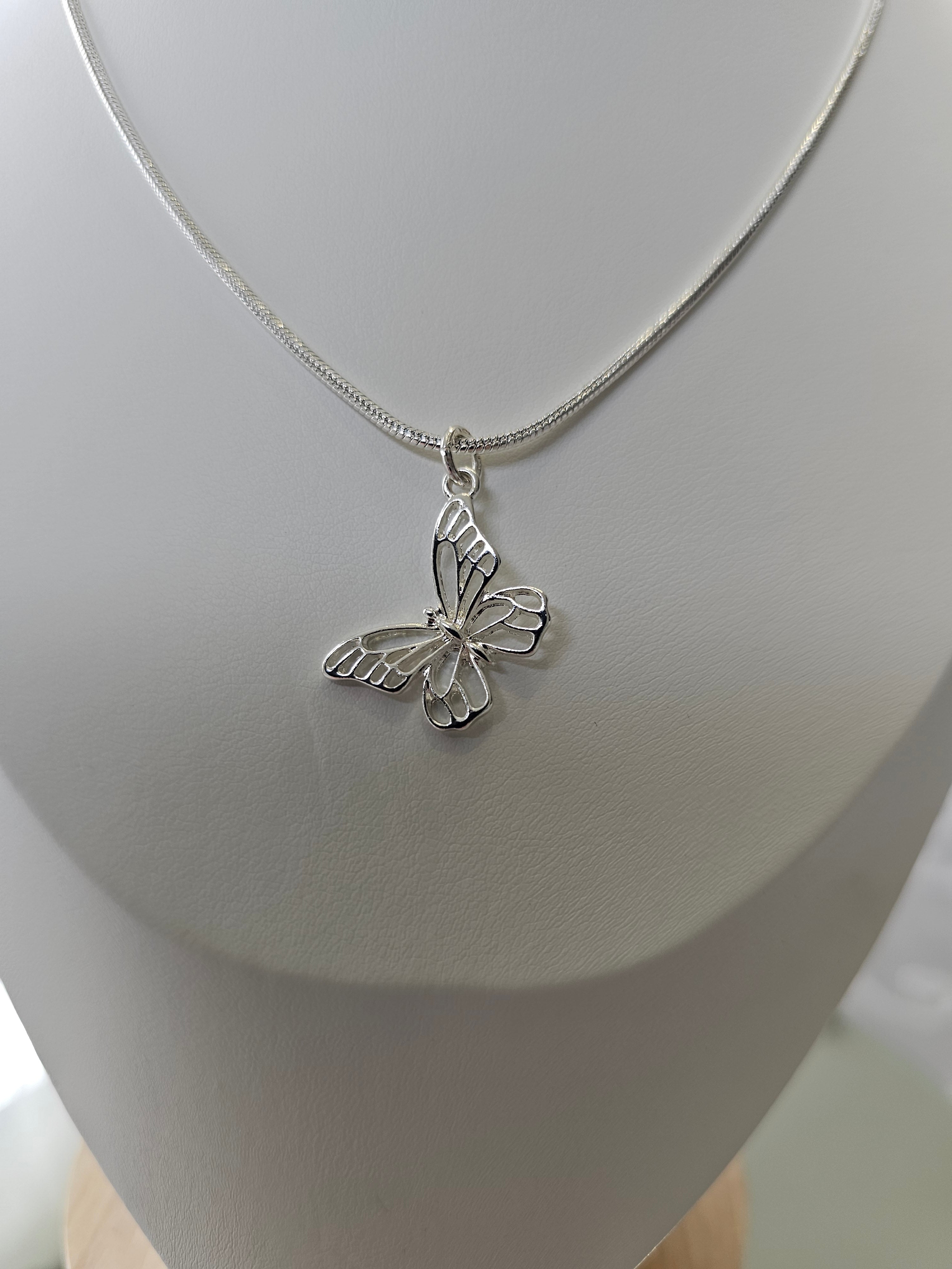Silver Butterfly Pendant Necklace