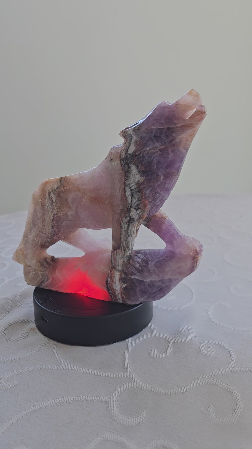 Amethyst Agate Lace wolf sculpture