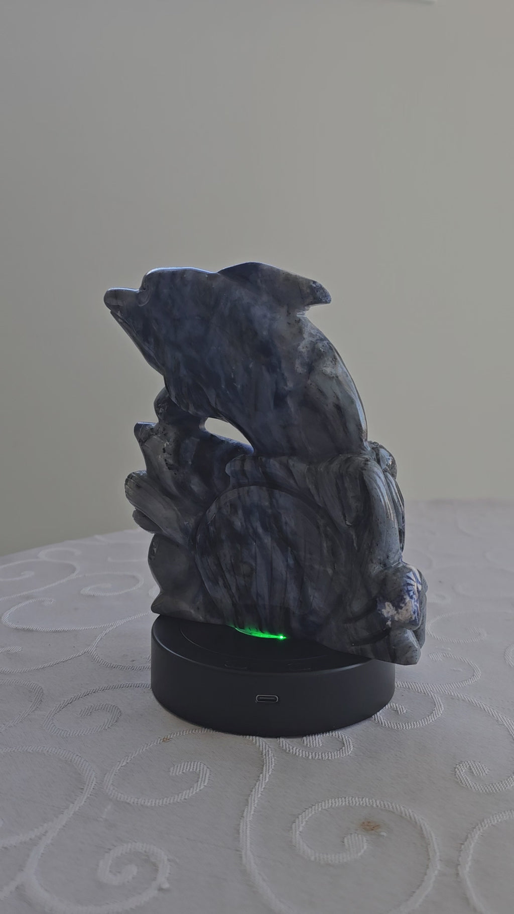 Sodalite gemstone carved dolphin