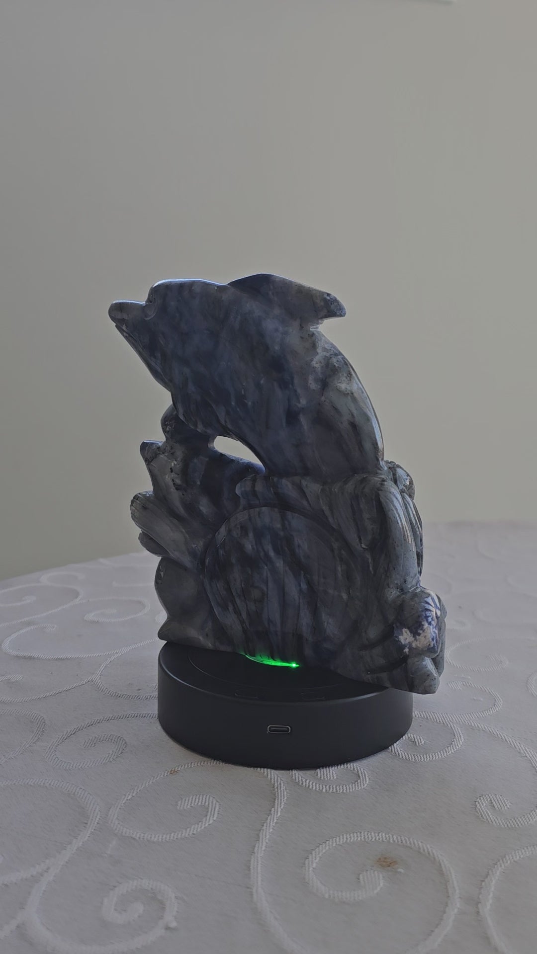 Sodalite gemstone carved dolphin